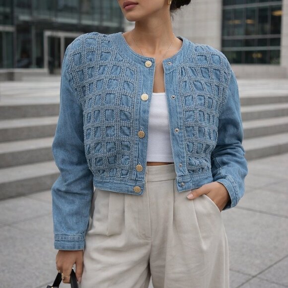 d.Frank Jackets & Blazers - Vintage d.Frank Cropped Denim Jacket size 8